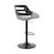 Armen Living Karter Adjustable Gray Faux Leather and Black Wood Bar Stool with Black Base LCKTBABLBLGR - alternate 3